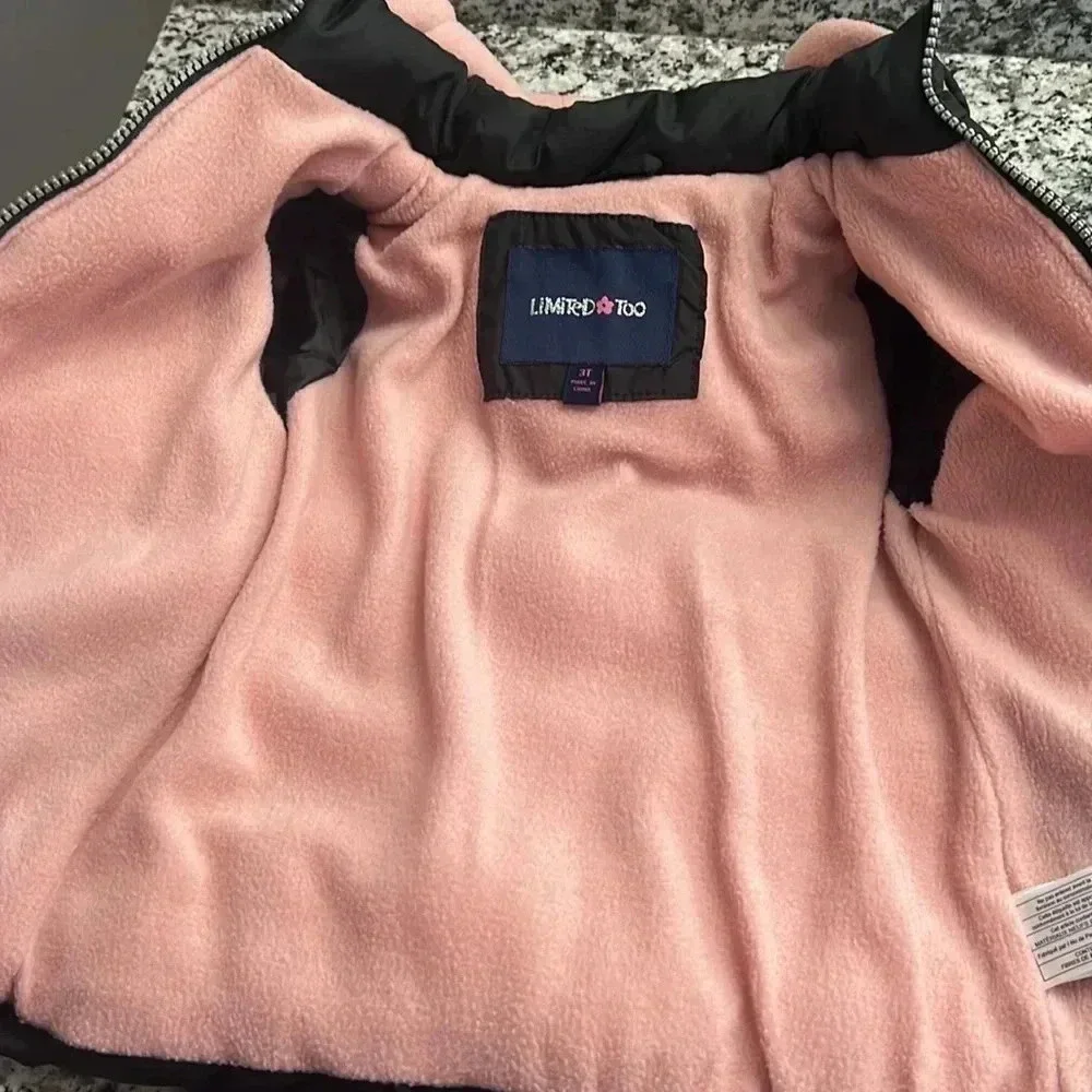 Black Limited Too Toddler Girl Puffer coat size 3T